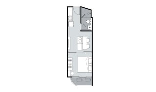 Планировка квартиры 1 спальня в ЖК Supalai Blue Whale Hua Hin № 11008