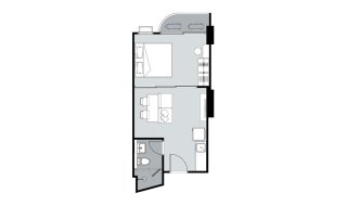 Apartment floor plan, 1 bedroom in Supalai Blue Whale Hua Hin No. 11009