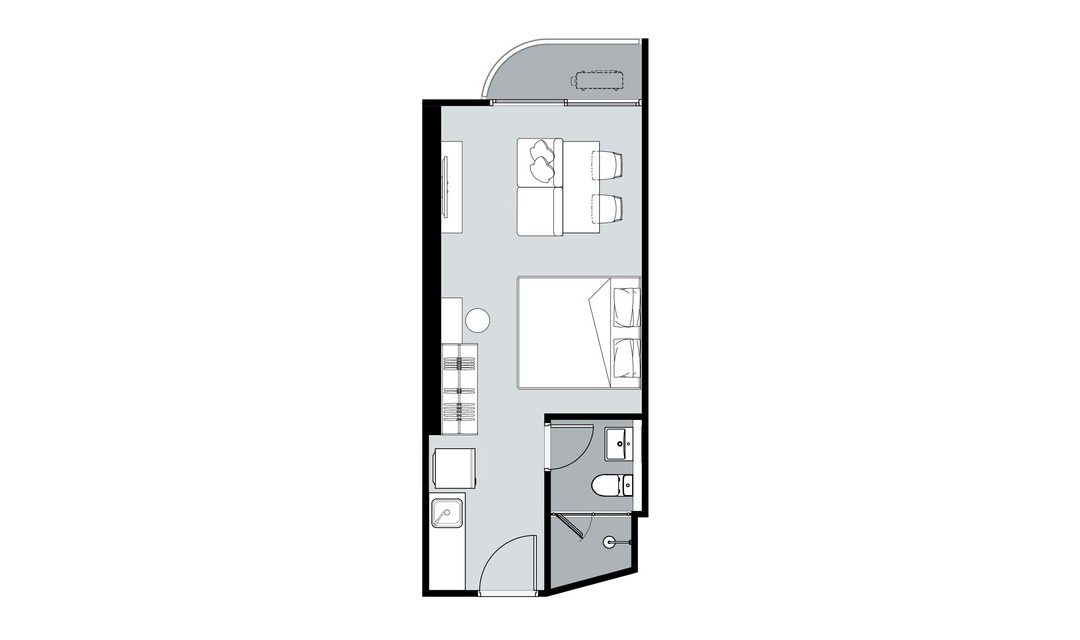 Apartment floor plan, 1 room in Supalai Blue Whale Hua Hin No. 11006
