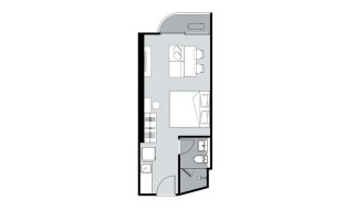 Apartment floor plan, 1 room in Supalai Blue Whale Hua Hin No. 11006